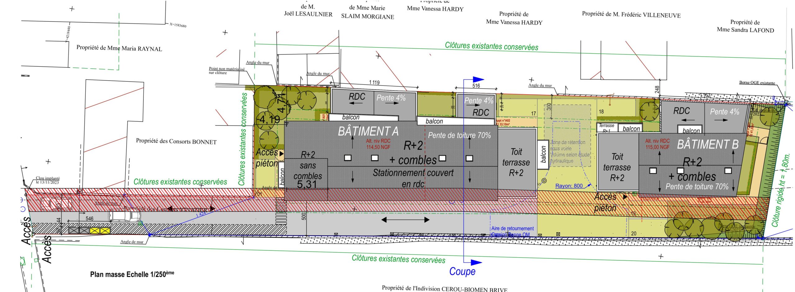 Plan de masse de la Résidence Semard à Brive-la-Gaillarde – résidence étudiante de 24 logements conçue par ABC Architecture