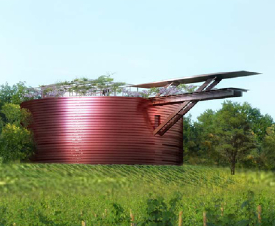 Construction d’un chai de vinification à Landiech – bâtiment en béton brut et acier corten conçu par ABC Architecture pour le domaine Lagrezette