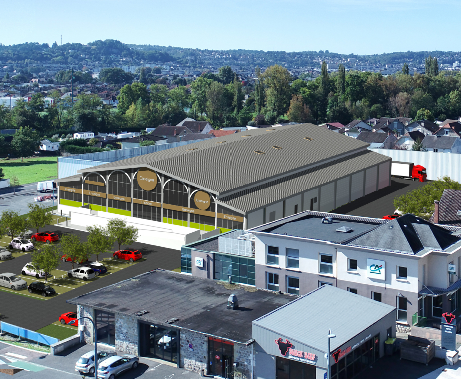 Construction du magasin Grand Frais à Malemort-sur-Corrèze – bâtiment commercial durable et lumineux conçu par ABC Architecture