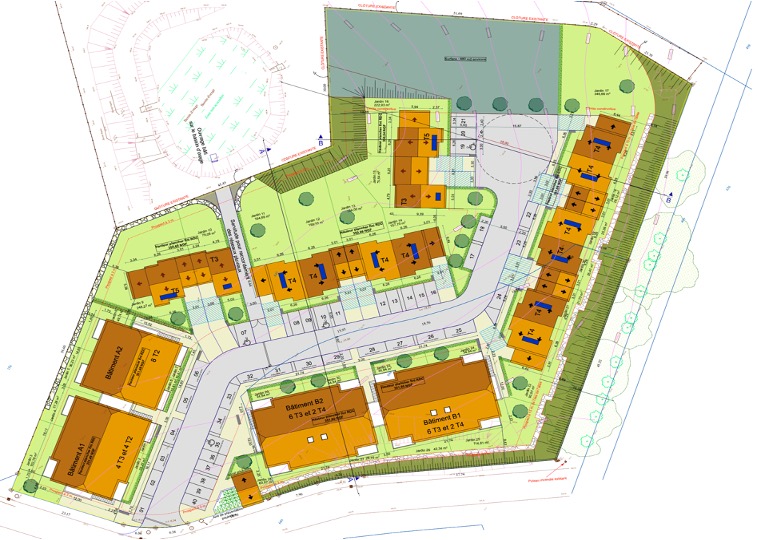Plan de masse de la Résidence Simone de Beauvoir à Feytiat – 46 logements sociaux conçus par ABC Architecture pour SCALIS