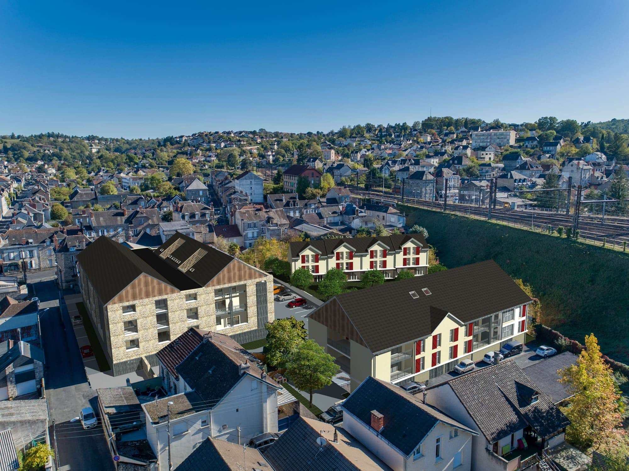 Résidence Montcalm à Brive-la-Gaillarde – requalification d’une friche industrielle en logements collectifs et villas conçus par ABC Architecture